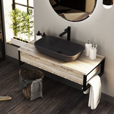 Раковина накладная 60см Sanita Luxe Infinity INFSLWB25 черный матовый